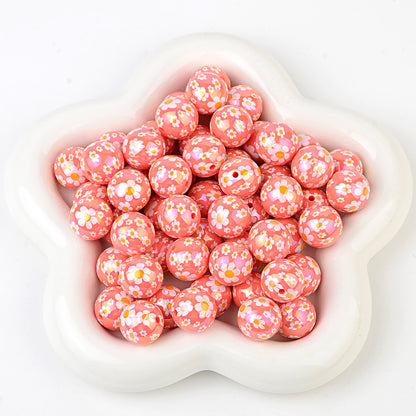 100Pcs acrylic solid color plating color printing sun flower DIY live broadcast mobile phone rope keychain pen accessories beads