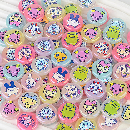 100Pcs UV plated color printing Tuoma gezi round cake beads loose beads DIY bead pen mobile phone chain keychain accessories