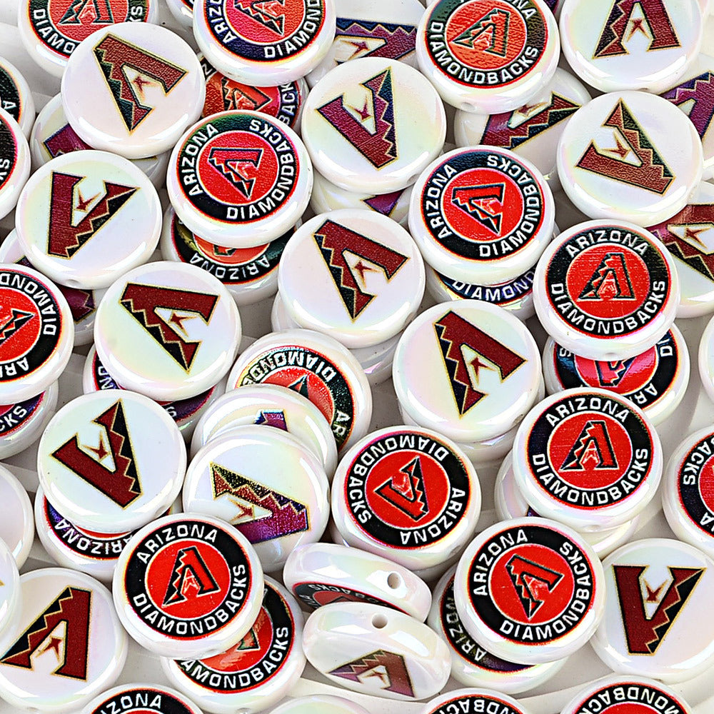 100Pcs 24mm American MLB Major Baseball League Printed Beaded Disc Beads DIY Handmade Pen Mobile Phone Chain Accessories
