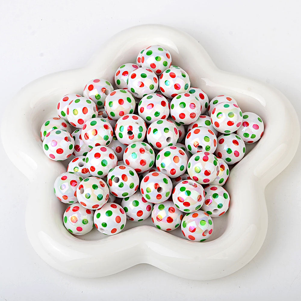 100Pcs hot-selling printing color dot through-hole beads DIY handmade bead pen mobile phone chain car pendant accessories wholesale