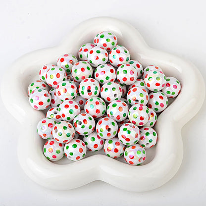 100Pcs hot-selling printing color dot through-hole beads DIY handmade bead pen mobile phone chain car pendant accessories wholesale