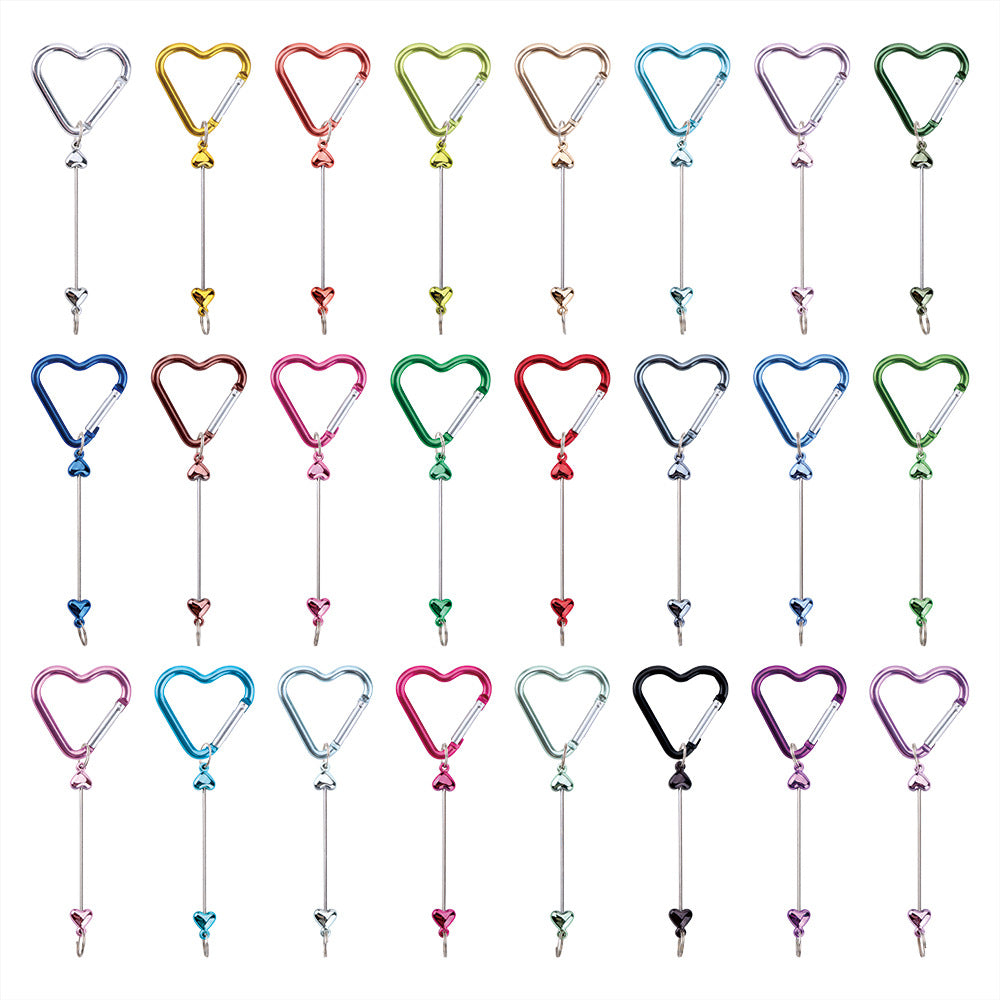 New DIY beaded love pole mountaineering buckle, gourd hook keychain wallet, backpack pendant heart-shaped outdoor use
