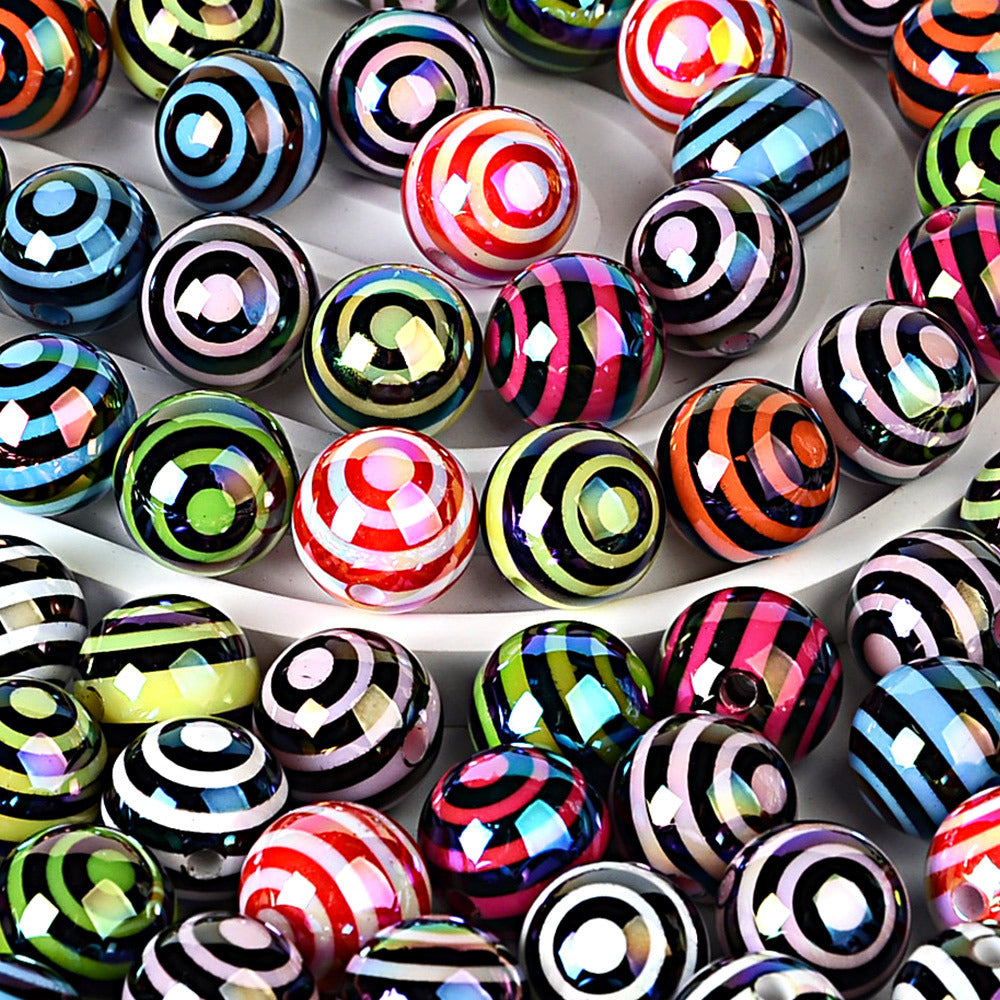 100Pcs 16mm acrylic plated colored circle lollipop straight hole round bead DIY bead pen keychain jewelry accessories loose beads