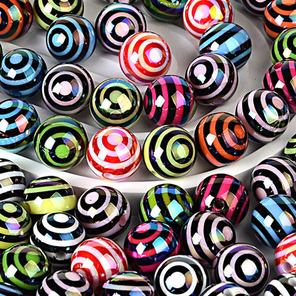 100Pcs 16mm acrylic plated colored circle lollipop straight hole round bead DIY bead pen keychain jewelry accessories loose beads