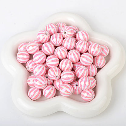 100Pcs Children's Fun Macaron Contrasting Watermelon Beads Striped Round Beads DIY Handmade Jewelry Accessories Bracelet Necklace Material Wholesale