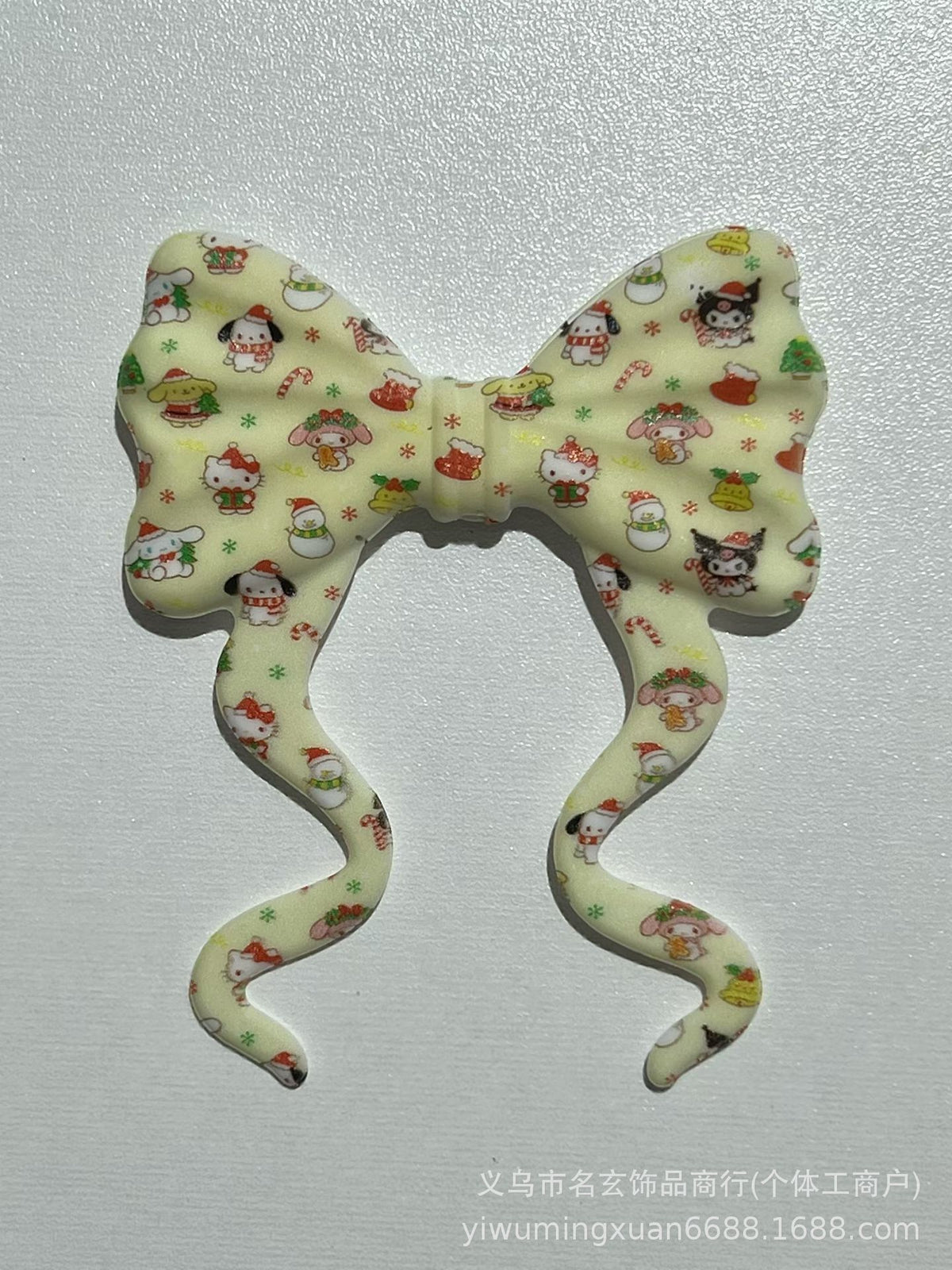70*59mm双面印花飘带蝴蝶结燕尾蝴蝶结竖孔diy咕笔串珠笔包挂配件