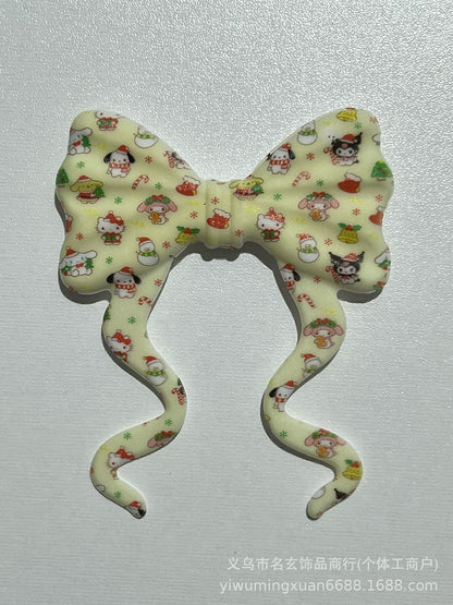 70*59mm双面印花飘带蝴蝶结燕尾蝴蝶结竖孔diy咕笔串珠笔包挂配件
