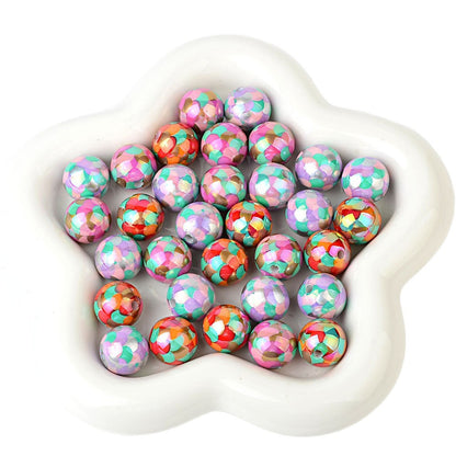 100Pcs 16mm acrylic straight hole UV plating color fish scale beaded DIY bead pen mobile phone chain keychain car hanging accessories