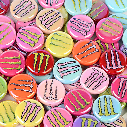 100Pcs uv color-plated big-name magic claws printing straight-hole flat beads DIY mobile phone rope key jewelry accessories