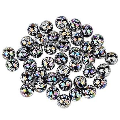 100Pcs Halloween black and white skull beaded DIY jewelry mobile phone chain bead pen and other handmade accessories