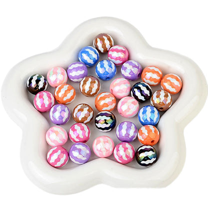 100Pcs acrylic UV plated colored watermelon striped bead printing beaded DIY bead pen mobile phone chain keychain jewelry accessories