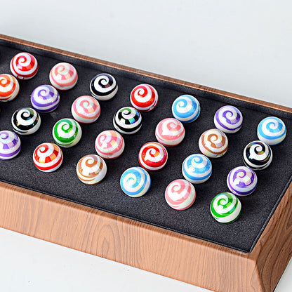 100Pcs 16mm straight hole lollipop beaded colored spiral loose beads DIY mobile phone chain beaded pen material accessories wholesale