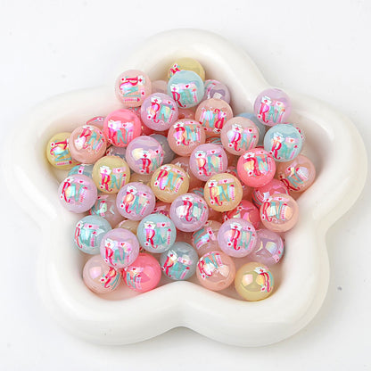 100Pcs Acrylic Nurse Occupation RN Nurse Logo Straight Hole Round Bead DIY Live Mobile Phone Rope Keychain Chain Pen Accessories