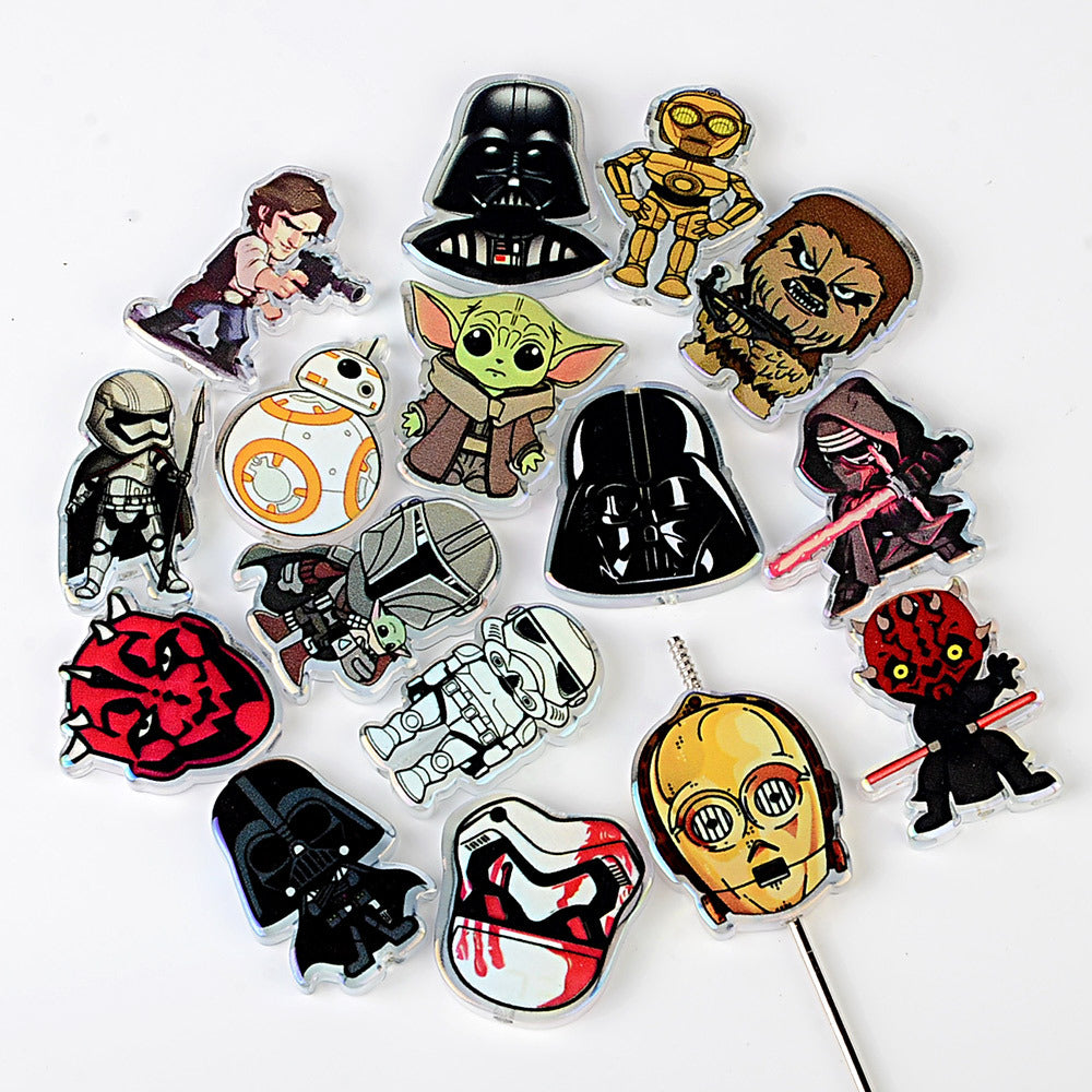 100Pcs Star Wars acrylic sheet printing loose beads DIY bead pen keychain accessories wholesale DIY bracelet loose beads