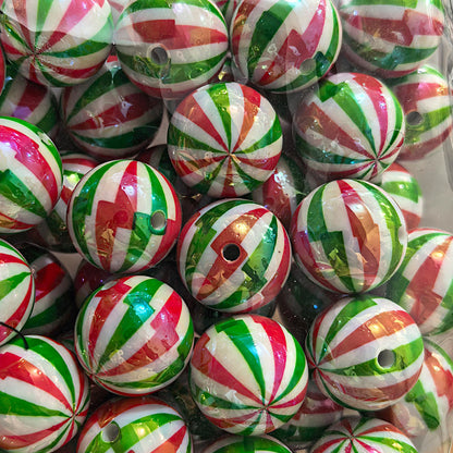 100Pcs 20mm acrylic checkerboard beads christmas striped beads DIY handmade beaded jewelry accessories loose bead material