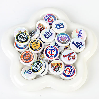 100Pcs 24mm American MLB Major Baseball League Printed Beaded Disc Beads DIY Handmade Pen Mobile Phone Chain Accessories