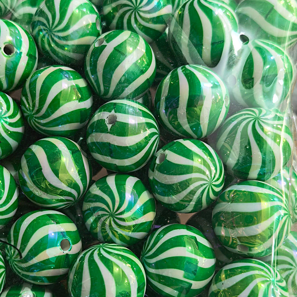 100Pcs 20mm acrylic checkerboard beads christmas striped beads DIY handmade beaded jewelry accessories loose bead material