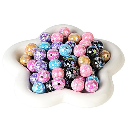 100Pcs UV plated color printing lace beaded DIY jewelry beaded pen mobile phone chain keychain car hanging and other accessories