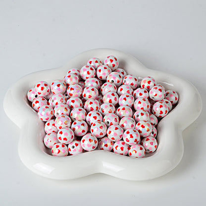100Pcs acrylic color love round beads LOVE letter printing beads DIY handmade jewelry accessories Valentine's Day loose beads
