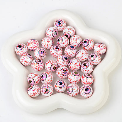 100Pcs 16mm Halloween Personalized Plated UV Colorful Horror Eyeball Beads DIY Handmade Beaded Loose Ball Pen Mobile Phone Chain Accessories