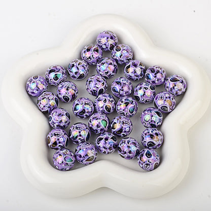 100Pcs UV plated color two-color paisley pattern cashew flower beaded DIY beaded pen mobile phone chain pendant loose bead jewelry with