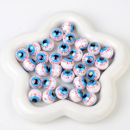100Pcs 16mm Halloween Personalized Plated UV Colorful Horror Eyeball Beads DIY Handmade Beaded Loose Ball Pen Mobile Phone Chain Accessories