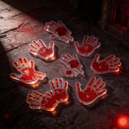 100Pcs Halloween double-sided relief blood handprint HELP through-hole chip bead DIY bag bead pen jewelry accessories
