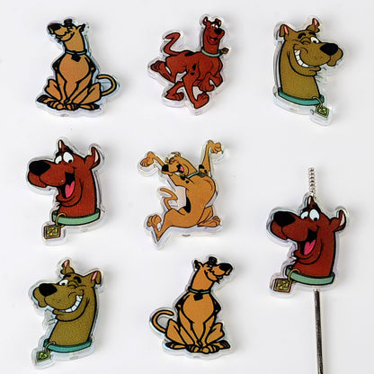 100Pcs Through Hole Embossed Cartoon Scooby Doo Acrylic Sheet Beaded DIY Mobile Phone Chain Keychain Pen Accessories