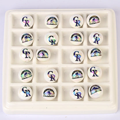 100Pcs acrylic printing MLB baseball round beads 16MM loose beads DIY bead pen car hanging accessories