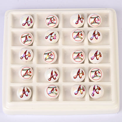 100Pcs acrylic printing MLB baseball round beads 16MM loose beads DIY bead pen car hanging accessories
