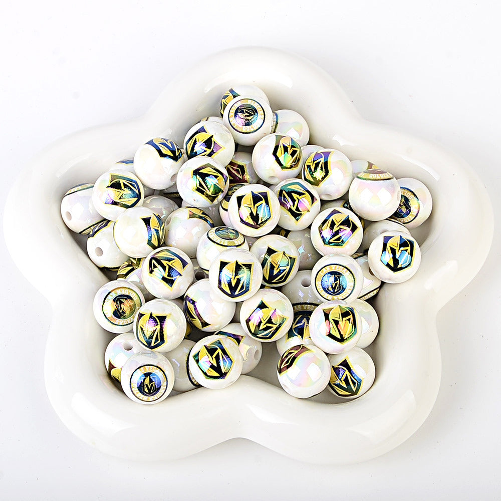 100Pcs US 32 NHL Ice Hockey Teams Printed Beads Beaded DIY Keys Mobile Phone Chain Handmade Jewelry Accessories Spot
