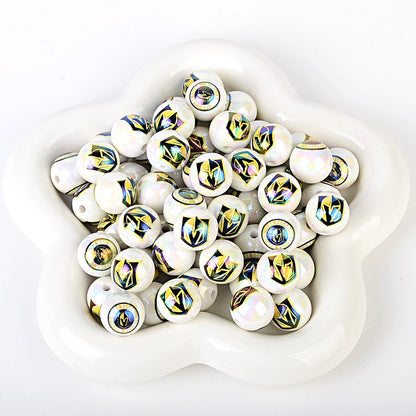 100Pcs US 32 NHL Ice Hockey Teams Printed Beads Beaded DIY Keys Mobile Phone Chain Handmade Jewelry Accessories Spot
