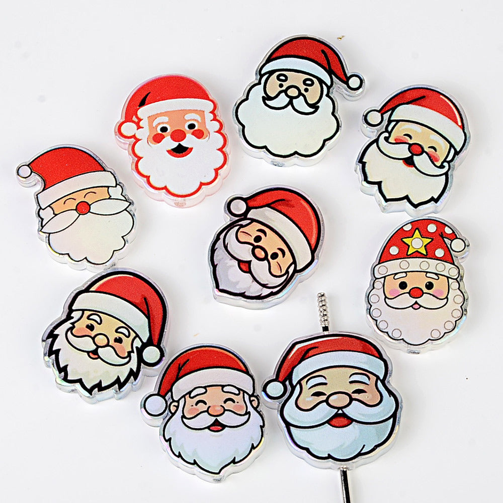 100Pcs Christmas series cartoon Santa Claus snowman Christmas tree acrylic sheet DIY handmade jewelry materials wholesale