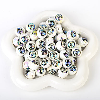 100Pcs US 32 NHL Ice Hockey Teams Printed Beads Beaded DIY Keys Mobile Phone Chain Handmade Jewelry Accessories Spot