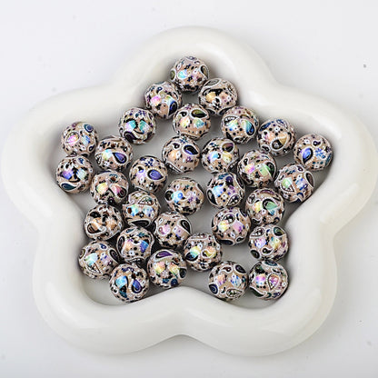 100Pcs UV plated color two-color paisley pattern cashew flower beaded DIY beaded pen mobile phone chain pendant loose bead jewelry with