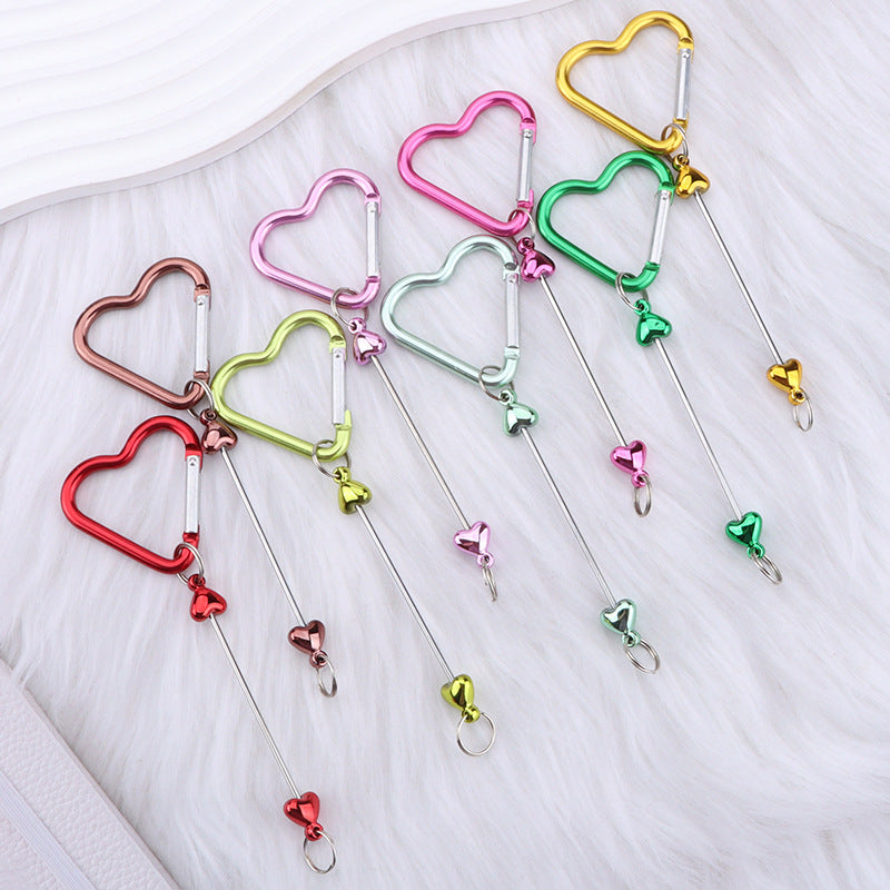 New DIY beaded love pole mountaineering buckle, gourd hook keychain wallet, backpack pendant heart-shaped outdoor use