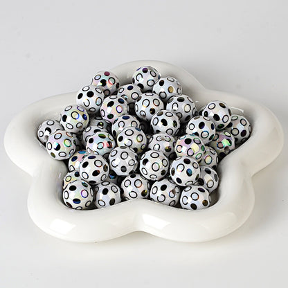 100Pcs 16mm color-plated bubble dot circle printing beaded DIY bead pen mobile phone chain keychain car hanging and other accessories