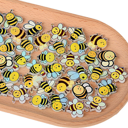 100Pcs cartoon bee acrylic piece beads cute insect DIY jewelry accessories keychain pendant material wholesale