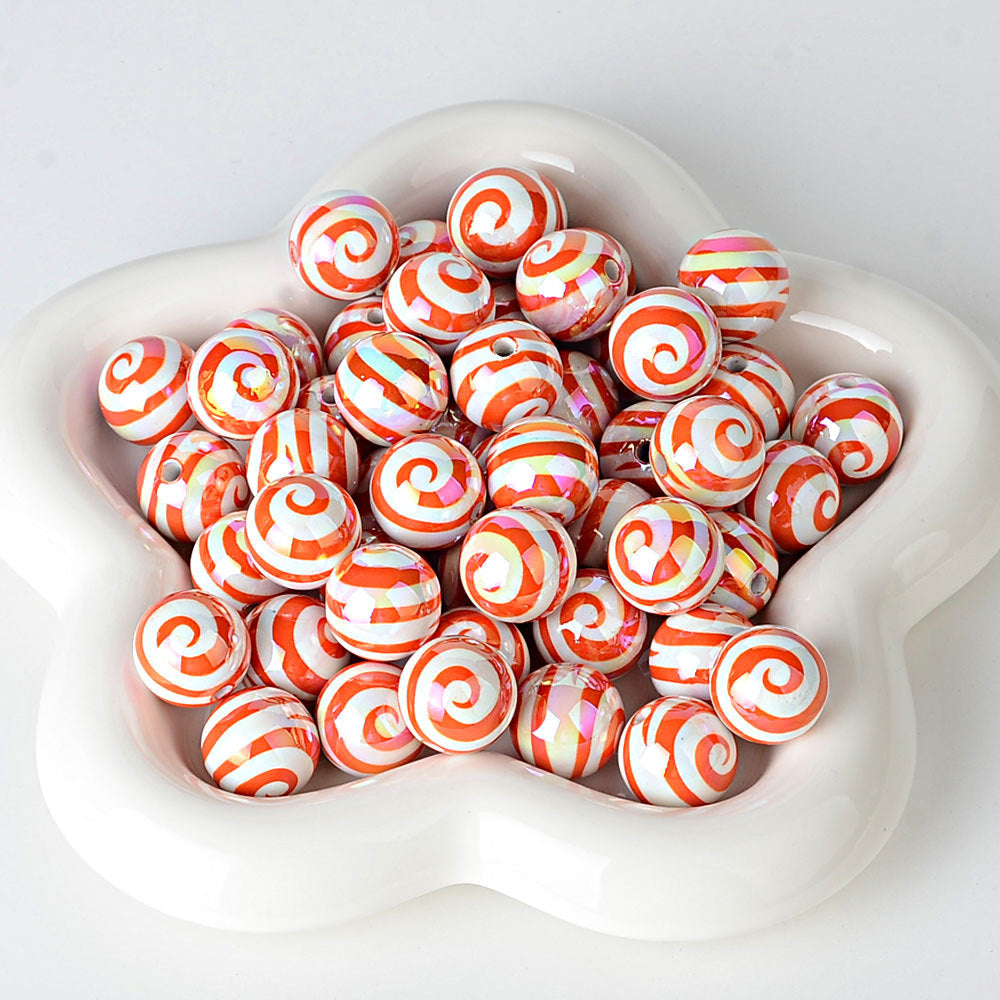 100Pcs 16mm straight hole lollipop beaded colored spiral loose beads DIY mobile phone chain beaded pen material accessories wholesale