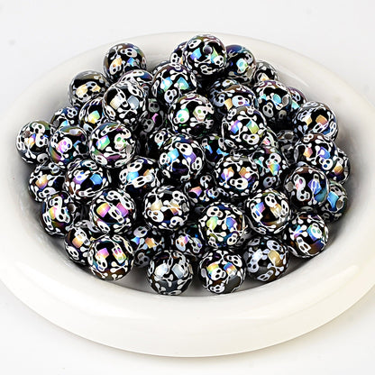 100Pcs Halloween black and white skull beaded DIY jewelry mobile phone chain bead pen and other handmade accessories