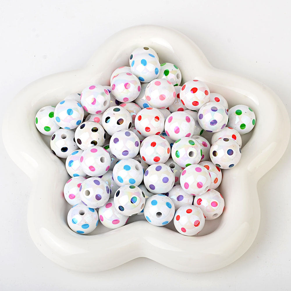 100Pcs hot-selling printing color dot through-hole beads DIY handmade bead pen mobile phone chain car pendant accessories wholesale