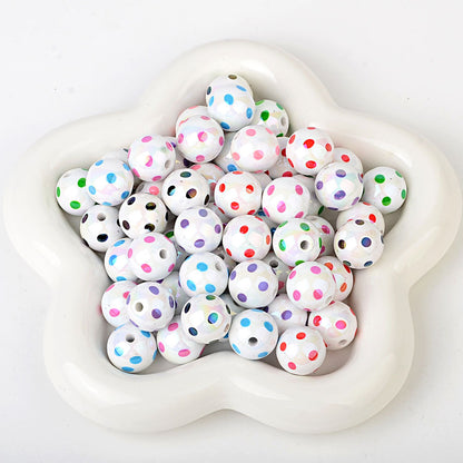100Pcs hot-selling printing color dot through-hole beads DIY handmade bead pen mobile phone chain car pendant accessories wholesale