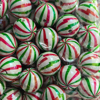 100Pcs 20mm acrylic checkerboard beads christmas striped beads DIY handmade beaded jewelry accessories loose bead material