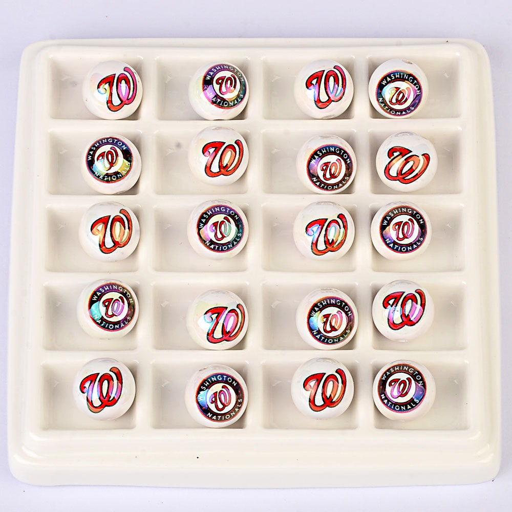 100Pcs acrylic printing MLB baseball round beads 16MM loose beads DIY bead pen car hanging accessories