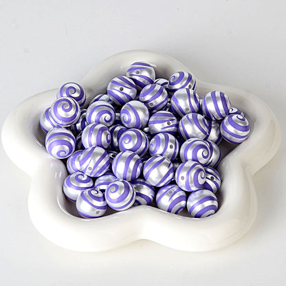 100Pcs imitation pearl back pattern printing lollipop rainbow whirlwind beaded DIY jewelry mobile phone bead pen bag chain accessories