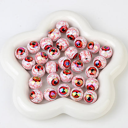 100Pcs 16mm Halloween Personalized Plated UV Colorful Horror Eyeball Beads DIY Handmade Beaded Loose Ball Pen Mobile Phone Chain Accessories