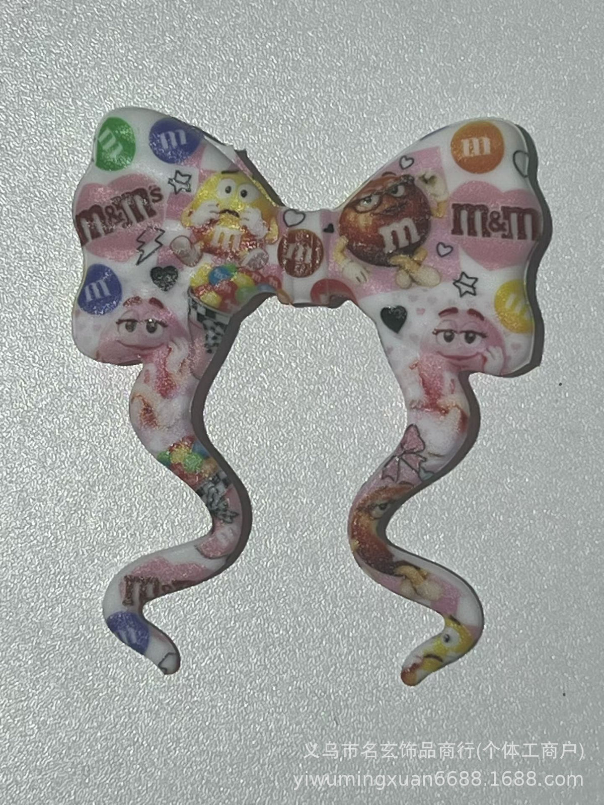 70*59mm双面印花飘带蝴蝶结燕尾蝴蝶结竖孔diy咕笔串珠笔包挂配件