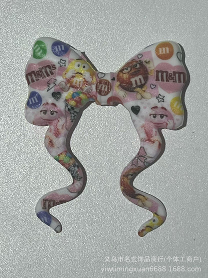 70*59mm双面印花飘带蝴蝶结燕尾蝴蝶结竖孔diy咕笔串珠笔包挂配件