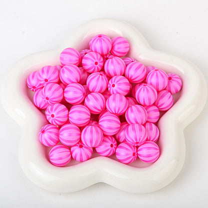 100Pcs watermelon pattern matte matte rainbow printing straight hole round bead DIY mobile phone chain keychain bead pen jewelry accessories