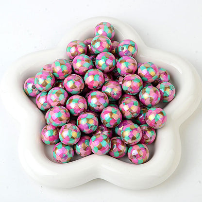 100Pcs 16mm acrylic straight hole UV plating color fish scale beaded DIY bead pen mobile phone chain keychain car hanging accessories